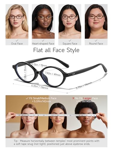 Image of Oval Blue Light Blocking Nerd Glasses Vintage Y2K Chic Frame Anti Eyestrain Protection TV Computer Gaming for Women Chiron Style