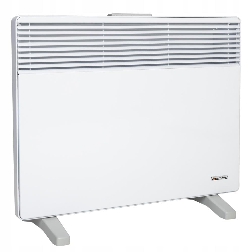WARMTEC Riscaldamento elettrico 1500W | Riscaldamento a convettori con termostato a 8 livelli e funzione antigelo | Radiatore a convezione a risparmio energetico da appoggio | Bianco