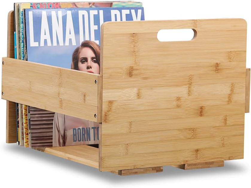 Sound Stash High End Bamboo Record Storage Crate, Holds Up
