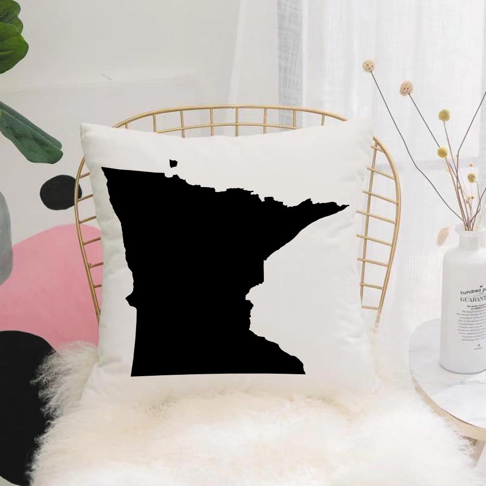 HYOSXW Cushion Cover,Throw Pillow Case Home Decorative for Living Room Bedroom Sofa Chair 16X16 Inch,Map of Minnesota,Pillowcase 40X40cm