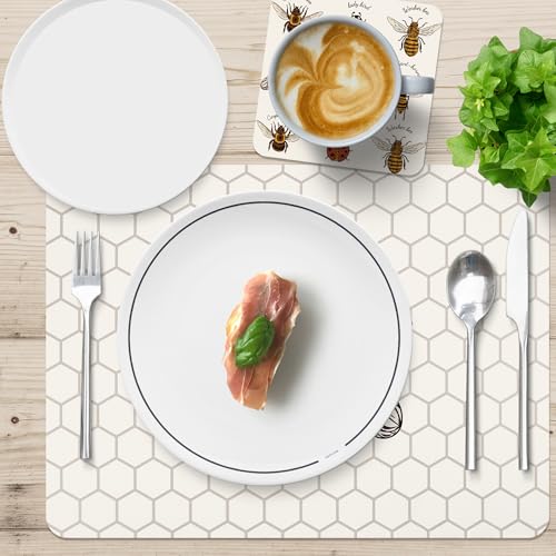 SiXsigma Sports Placemats & Coasters Set Heat Resistant Cork Placemats Table Mats For Dining Kitchen Place Mats Set of 8 - Ideal Table Christmas Decorations 21.5 x 29cm (Bumble Bees) - Image 6