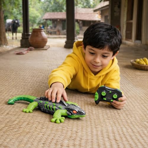Image of OLV Wall Climbing Lizard Toy Remote Control with LED Eyes | Wall Crawler Gecko | Floor Ceiling Crawling Climbs Walls & Floors | Birthday Gift for Kids 4 5 6 7 8 9 10+ | Rechargeable RC Prank Toy