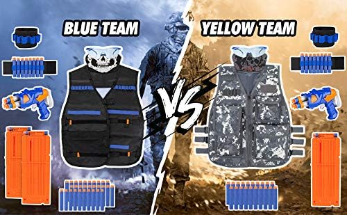 VOROSY Tactical Vest Kit for Guns for Boys N-Strike Elite Series with Foam Darts for Kids (2 Hand Wrist Bands and 1 Protective Glasses.1Reload Clips)