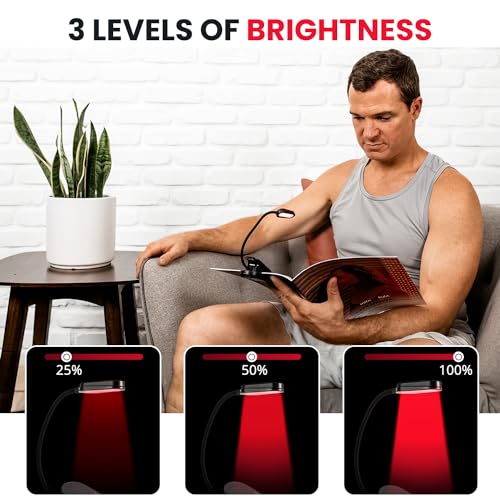 Image of Mito Red Light - Red Light Book Light Clip On - Book Lights for Reading at Night - Portable, Rechargeable Book Light with 360 Gooseneck - Reading Lights for Books in Bed