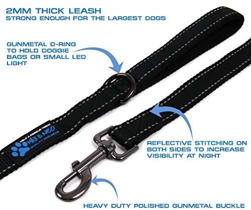 Max and Neo Reflective Nylon Dog Leash - We Donate a Leash to a Dog Rescue for Every Leash Sold (Black, 6x1) - Image 3