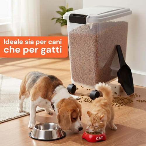 Dispenser Cibo Per Cani E Gatti – 18 Kg Con Chiusura Ermetica - 6