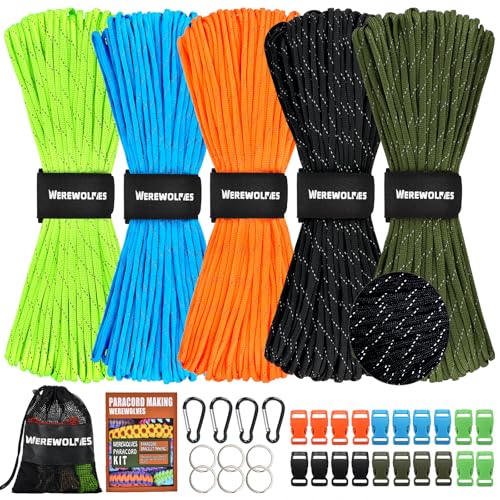 WEREWOLVES 550 Paracord Kit 5 Colors 100ft Each