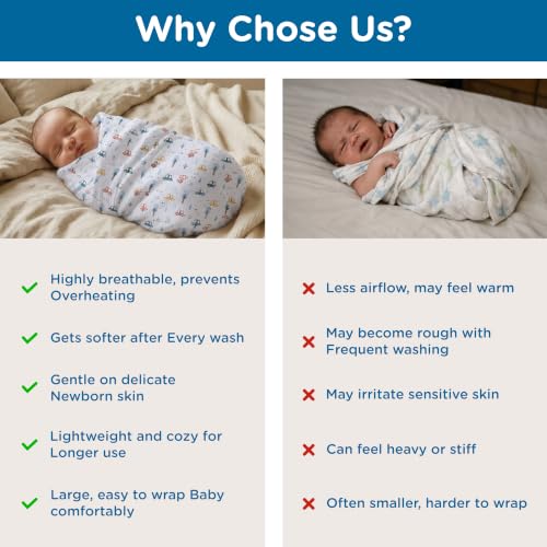 Image of Mee Mee 100% Muslin Cotton Swaddle Wrapper Set (Pack of 3) | Soft, Quick-Drying & Highly Absorbent Baby Blanket Towel | Printed Mulmul Cloth for Newborn Essentials (Multicolour, 100 x 100 cm)