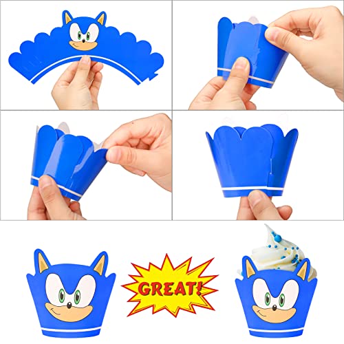 48Pcs Sonic Cupcake Toppers And Cake Decorations, Sonic Birthday Party Supplies, Themed Party Cake And Cake Stand Decor- A Surprise Gift For Christmas #TOP3