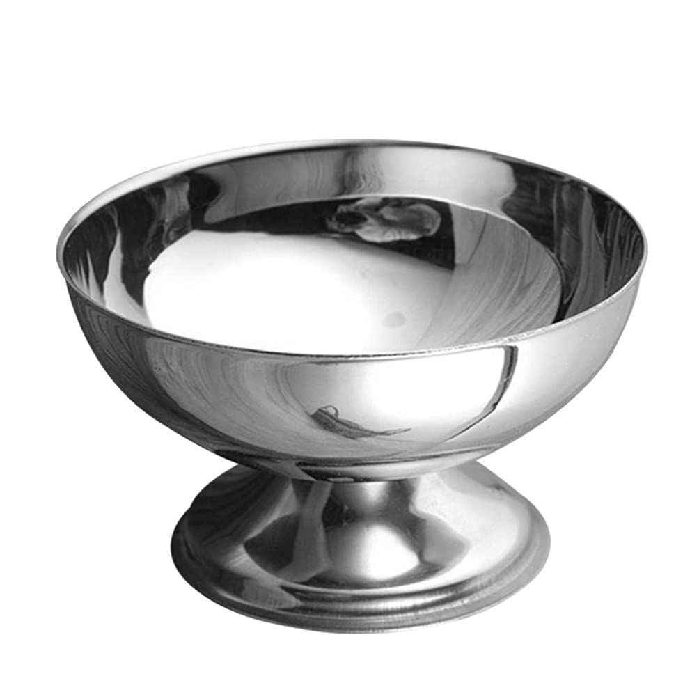 Angoily Stainless Steel Ice Cream Bowls Set of 2, Dessert Cups with Footed for Dessert, Sundae, Ice Cream, Fruit, Salad, Snack, Cocktail, Condiment, Trifle and Holiday Party Serving (10cm)