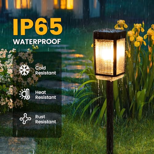 HMDecor 10-40 LM Solar Pathway Lights 3 Brightness Modes 8 Pack | Solar Lights Outdoor Waterproof IP65 Garden Lights Solar Powered for Walkway Driveway Yard Patio Decor (Warm White) - image 8