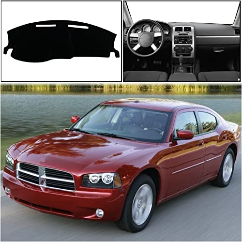 Keegtbox Dash Mat Cover Interior Center Console Compatible With Dodge Charger Se Sxt R/T Srt8 Sedan 2008-2010 Dashboard Mat Covers Protection Accessories (Black Trim) #TOP5