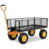 JOINATRE Heavy Duty Steel Garden Cart, Large Utility Cart 1100lbs Capacity 7 CU FT with Removable Si
