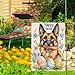 HILILIAN Happy Easter Garden Flag 12x18 Inch Double Sided Outside, Floral German Shepherd carrot Yard Outdoor Decoration(12786)
