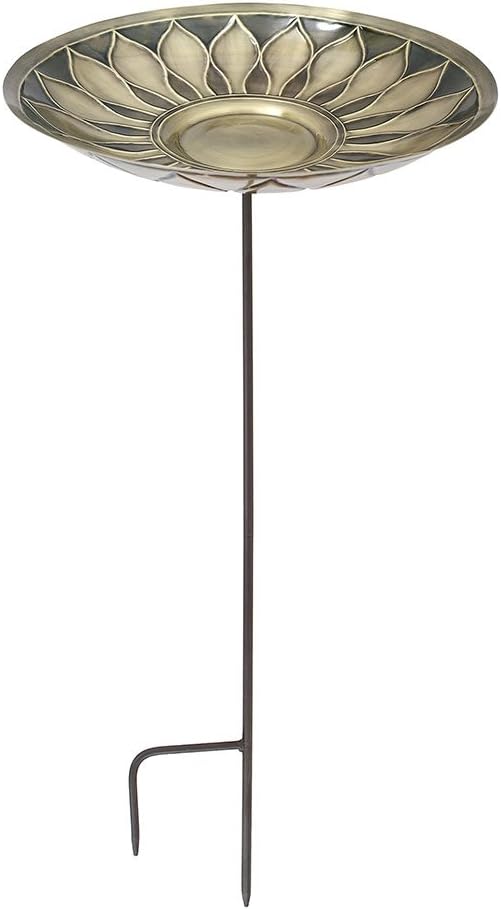 Achla Designs African Daisy Birdbath, Brass, with Stake