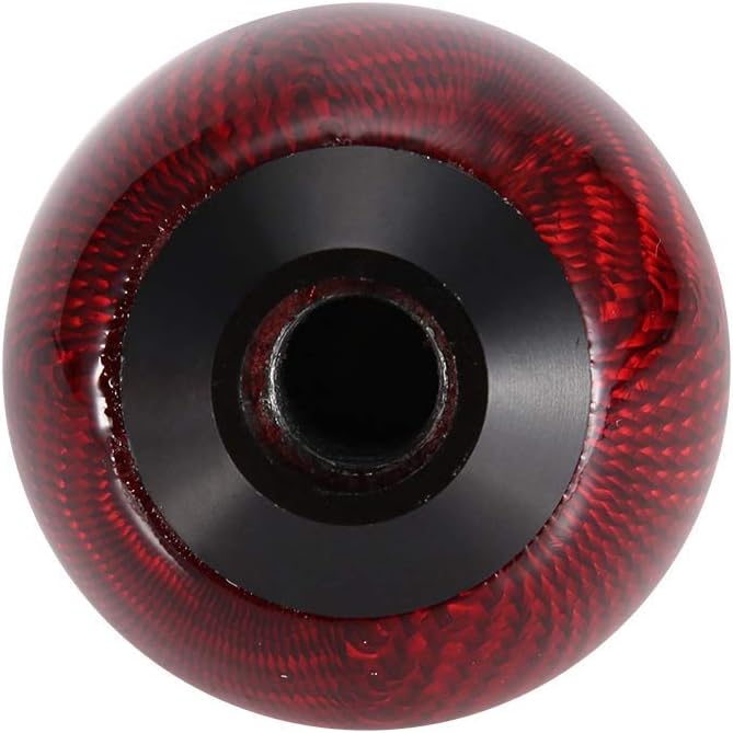EVGATSAUTO Round Shift Knob, Carbon Fiber Universal Car Gear Shift Knob Head Shifter Lever Round Ball Shape(red)