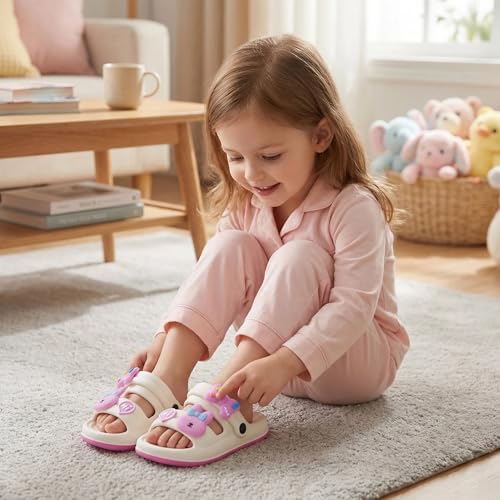 Image of Kids Cloud Slides Boys Girls Slides Non-slip Summer Beach Pool Shoes EVA Girls Everday Slip on Slide Sandals Garden Slippers Bathroom Shower Shoes