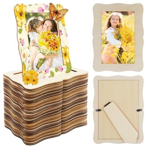RYKOMO 30 Pack Wooden Picture Frames for Crafts, Wooden Frames