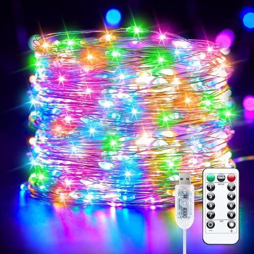 Fairy Lights Plug in, 33FT 100LEDs USB Twinkle Lights with Timer and Remote, Starry String Lights...