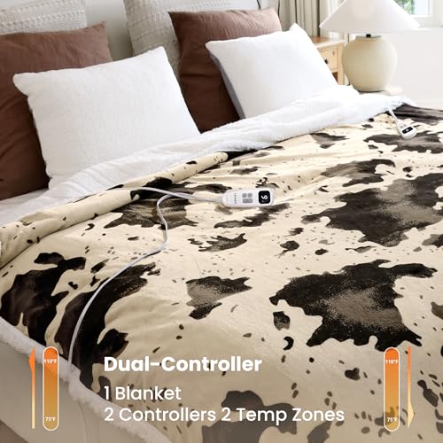 Image of Heated Blanket King Blanket - Fast Heating Electric Blanket, Soft Flannel Heated Throw with 4 Time Settings,10 Heating Settings, Warm Gifts for Women & Mom & Grandma