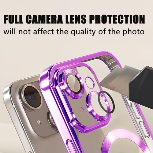 Image of Misscase for iPhone 15 Plus Magnetic Glitter Case Compatible with MagSafe, Full Protection, Slim, Shockproof, Anti-Scratch Case, with Camera Lens Protector, Dust-Proof Net for Women
