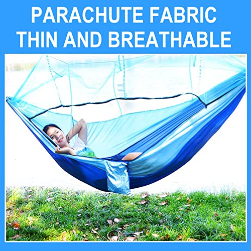 Camping Hammock With Net, Travel Portable Lightweight Hammocks With Tree Straps & Solid D-Shape Carabiners, Durable 210T Parachute Nylon Materials, Single Or Double Hammock For Indoor/Outdoor #TOP2