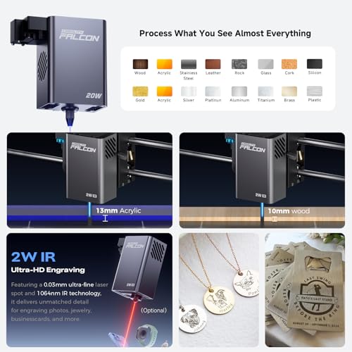 Image of Creality Falcon A1 Pro 20W Laser Engraver with Air Assist, HD Smart Camera for Auto Focus, APP Control, Class 1 Safety Enclosed Engraving Machine for Wood and Metal, Acrylic(White)