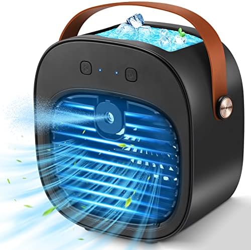 Portable Air Conditioners, 5200mAh Rechargeable Mini Air Conditioner Duration 5-10 hrs, Personal Air Cooler with 3 Speeds, Small Desk Air Conditioner for Bedroom, Office, Outdoor