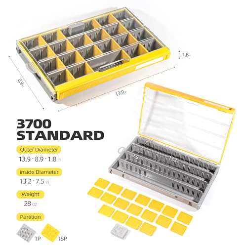 Image of RUNCL 3700 Standard Fishing Tackle Box, Waterproof Floating Lure Storage Box with Adjustable Dividers, Clear Rust-Proof Utility Tray for Terminal Tackle, Hooks and Sinkers