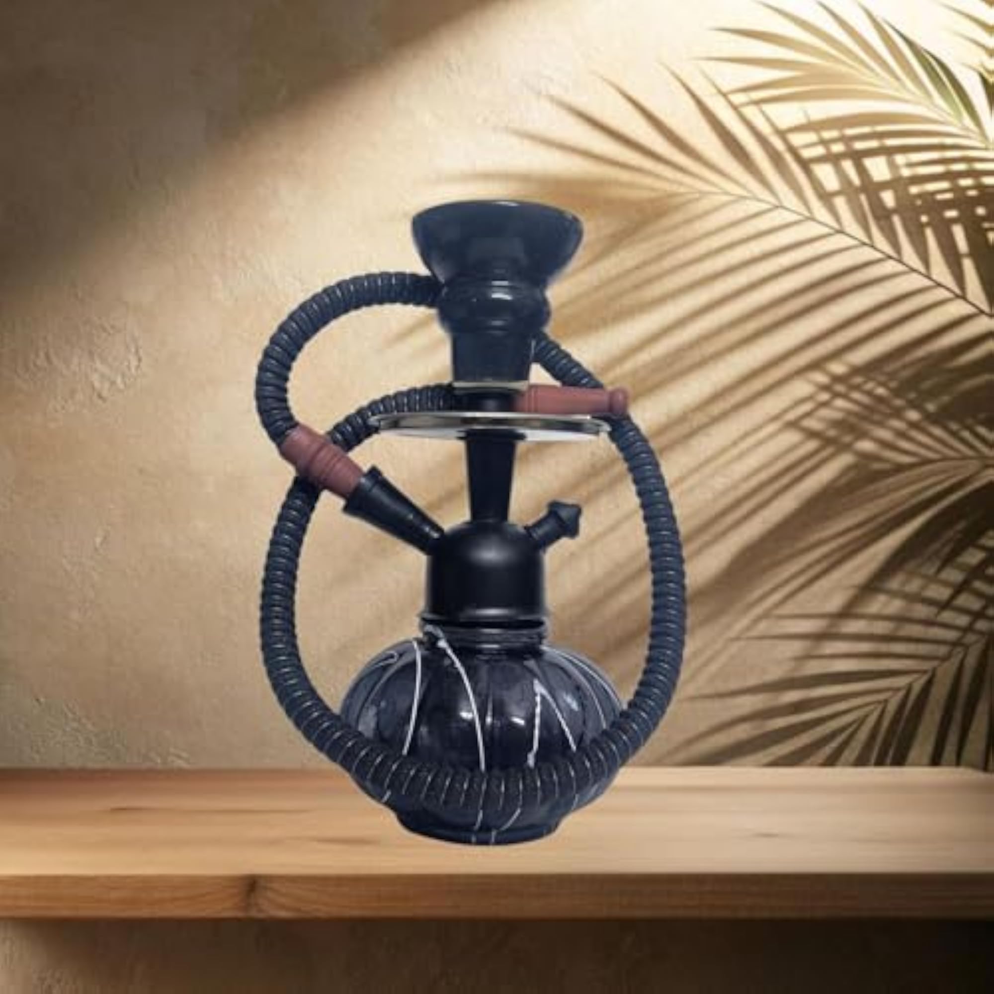 Premium Black Hookah with Flexible Hose, 12 inches