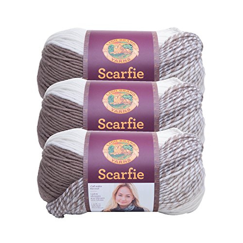 Image of (3 Pack) Lion Brand Yarn Scarfie Bulky Yarn, Cream /Taupe