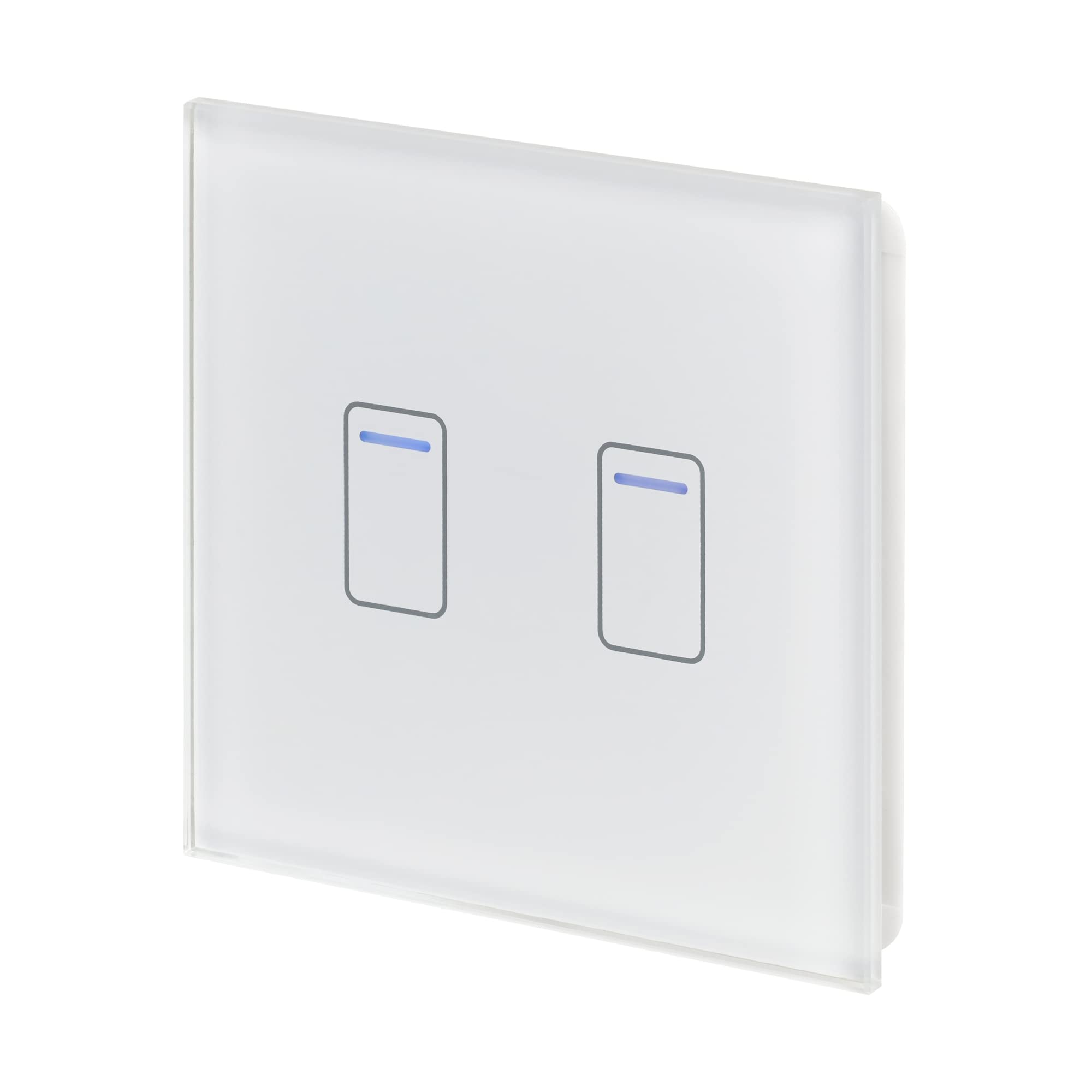 RetrotouchCrystal Touch Switch | LED Light Indicator | 2 Gang 1 Way 300W | Stylish White Glass Finish | Screwless Front | 35mm Back Box No-Neutral Required | Luxury Home & Bathroom Light Switches