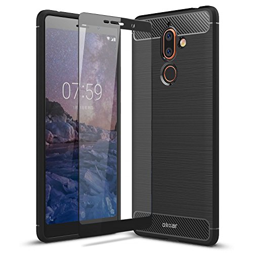 Olixar for Nokia 7 Plus Case with Screen Protector - 360 Full Body Coverage Hard PC - Dual Layer Rugged Heavy Duty Cover - Shockproof Tempered Glass - Sentinel - Black