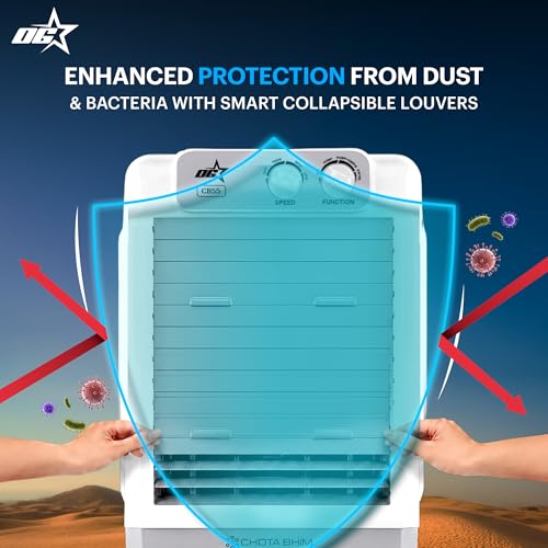 Image of OG STAR 55L Personal Air Cooler with Honeycomb Pads, 3-Speed Control, Water Level Indicator & Water Inlet Powerful Evaporative Cooler for Home, Office & Outdoor Use
