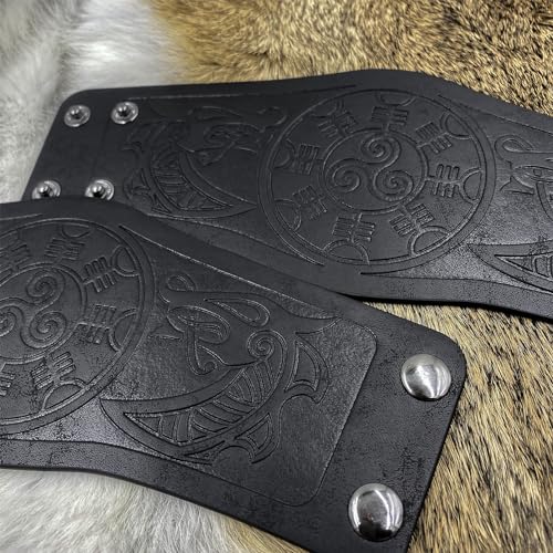 Pulsera estilo vikingo de cuero sintético 2 piezas miniatura 4