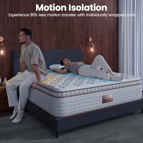 Image of BedStory California King Size Mattress, 14 Inch Breathable Hybrid Mattress | Orthopedic Lumbar Support, Low Motion Transfer for Couples, Individually Wrapped Coils, CertiPUR-US Certified, Non-Toxic