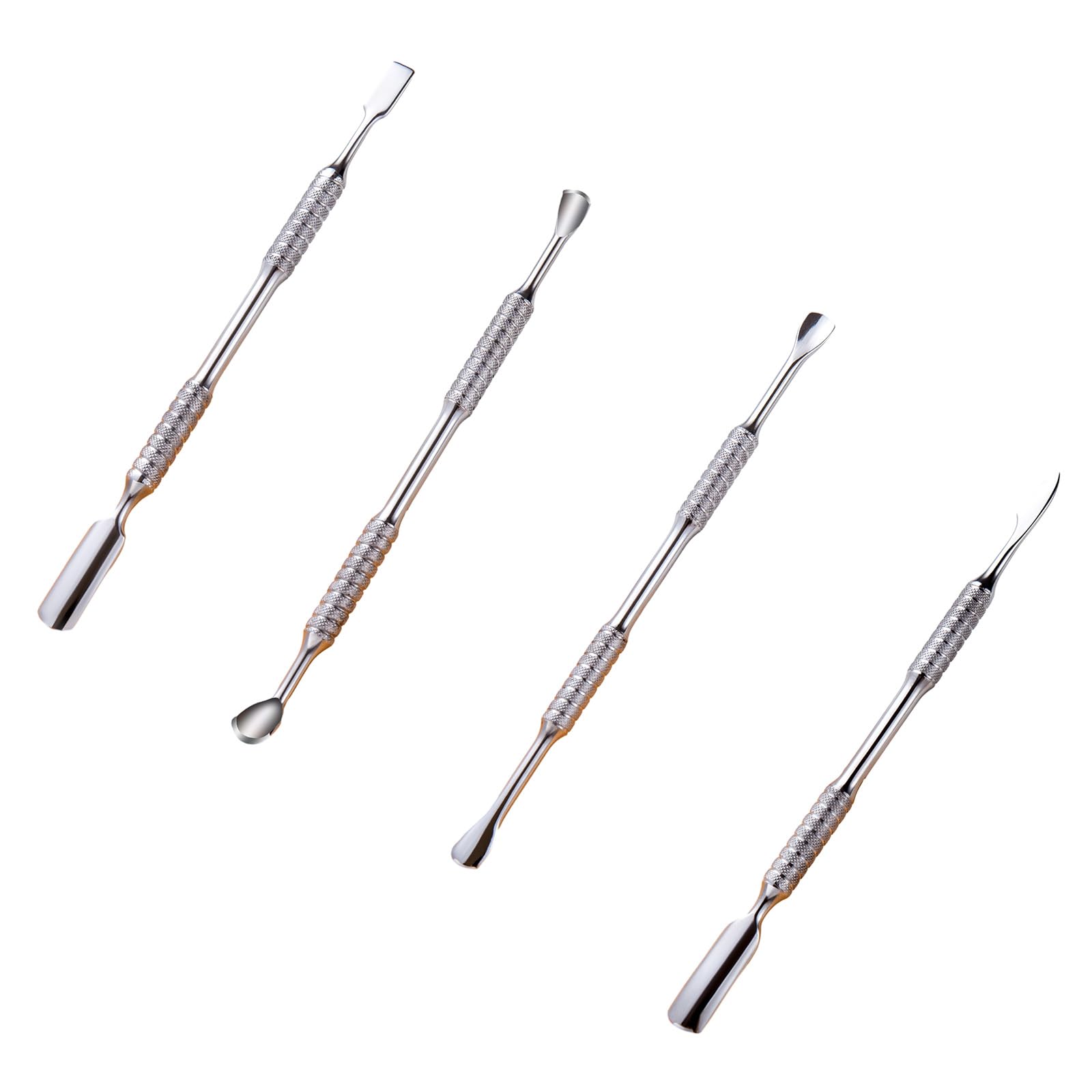 Spingi cuticole in acciaio inossidabile Spingi per unghie a doppia estremità Spatola in metallo Pulitore per unghie Rimozione cuticole per manicure pedicure 2 in 1 Spingi per unghie Spingi cuticole in