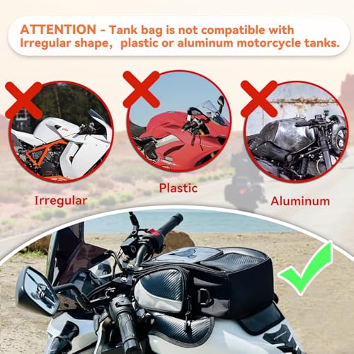 Dracarys Magnetic Motorcycle Tank Bag - Oxford Schwarz Motorrad Tasche Reise Outdoor-Sporttasche Gepäck Starke Magnetische Tasche für die Meisten Motorräder