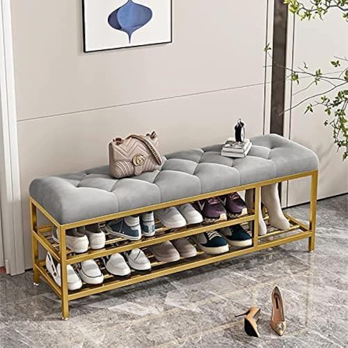 Banc d'entrée de luxe moderne avec assise rembourrée en velours haut de gamme