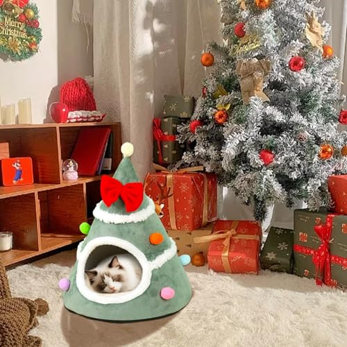 Lit pour chat en forme d'arbre de Noël tente animaux douce
