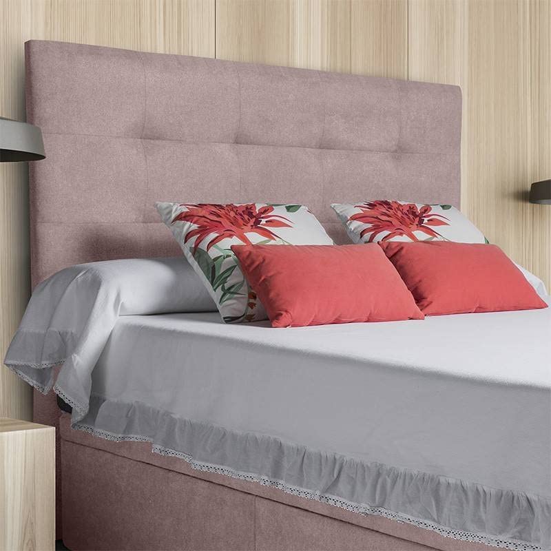 Ventadecolchones - Cabecero Tapizado Acolchado de Dormitorio Modelo Tablet Largo en Tela Antimanchas Rosa y Medida 151 x 125 cm para Camas de 135 ó 150 cm
