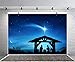 AOFOTO 5x3ft Christams Nativity Scene Backdrop Birth of Jesus in Stable Manger Photography Background Blue Starry Sky Night Stars Holy Family Religious Christ Christian Church Decor Photo Props