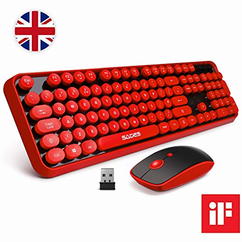 Teclado y ratón inalámbricos Reino Unido, conexión SADES V2020 2.4 GHz, encantadora...