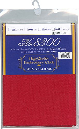 オリムパス製絲 刺しゅう布 インディアンカットクロス No.8300 約50×90cm巾 レッド 1038