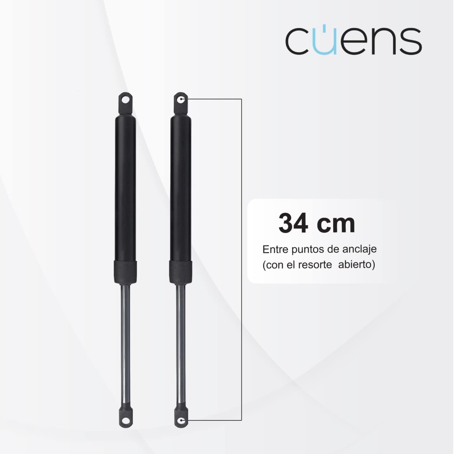 Juego de 2 amortiguadores o Resortes de Gas para canapés de 1150N - Brida M-8 - Ideal para canapés de 135cm - Cuens