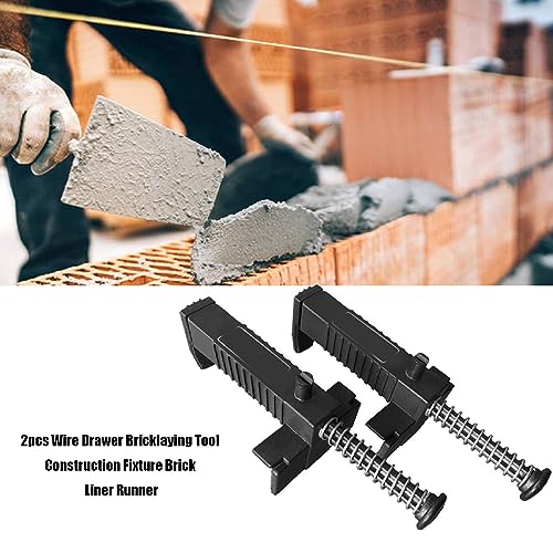 2PCS Brick Liner Runner Wire Drawer, herramienta para nivelar y medir en albañilería, accesorio para ingeniería, clips de línea de ladrillo y pinzas para construcción miniatura 3