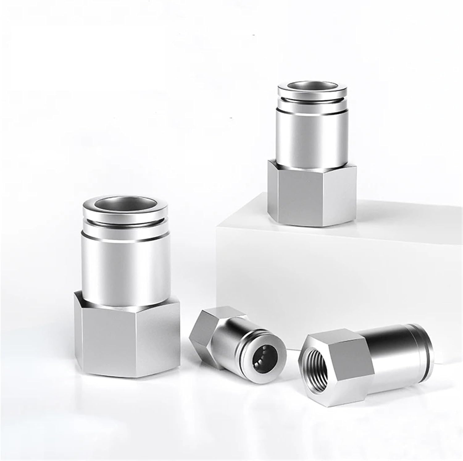 Zkenyao-Brass Connector 304 Stainless Steel Pneumatic Hose Fitting PCF Quick Release Valve Pipe Fittings 1/8 1/4 3/8 1/2 BSP Air Tube Connector, Simple to Install(4mm,M5)