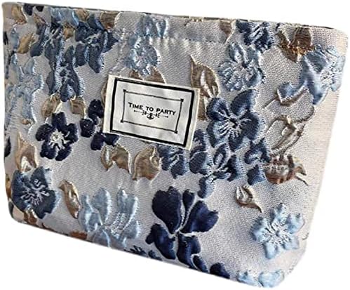 レディース 拉链式化粧ポーチ 体花柄ポーチ 大容量 小物入れ コスメ収納 旅行 メイクバッグ 婦人 ポーチ かわいいメイクポーチ おしゃれ化粧品収納 ブルー レディース 拉链式化粧ポーチ 体花柄ポーチ 大容量 小物入れ コスメ収納 旅行 メイクバッグ 婦人 ポーチ かわいいメイクポーチ おしゃれ化粧品収納 ブルー