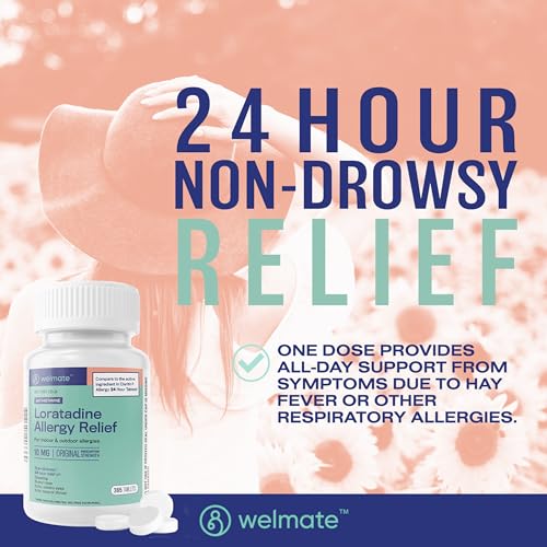 WELMATE - Allergy Relief - Loratadine 10 mg - 24 Hour Relief Antihistamine - Non Drowsy - Runny Nose - Sneezing - Itchy Nose & Throat - Watery Eyes - Indoor & Outdoor Allergy Medication - 365 Count - Thumbnail 3