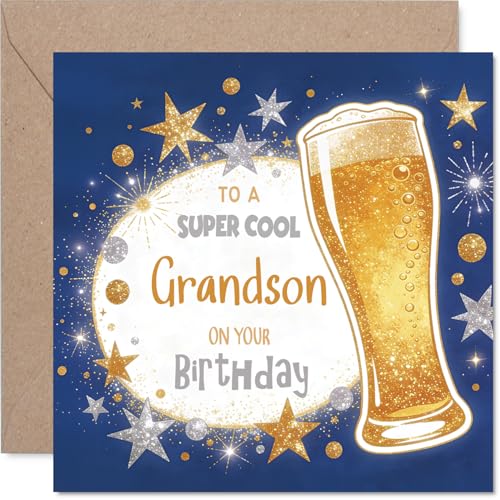 Carte d'anniversaire pour petit-fils, verre à la main